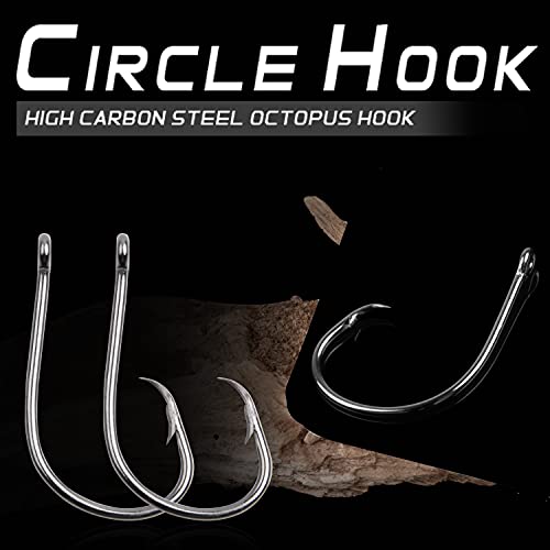 Inline Circle Hooks Saltwater, 100pcs Saltwater Fishing Hooks High Carbon Steel Fish Hook Straight Eye Octopus Hook for Catfish - size: 100PCS 3/0