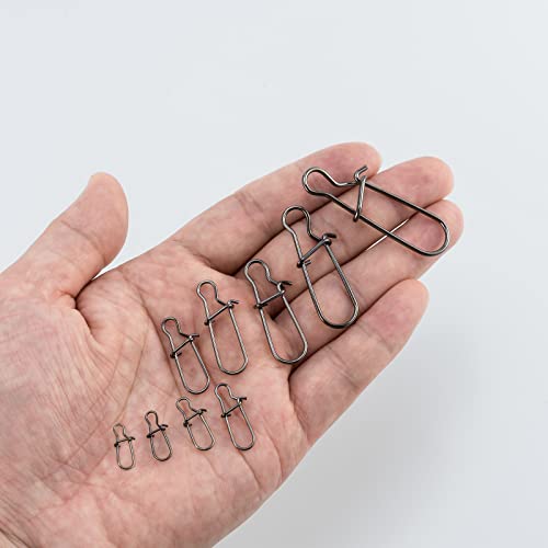 Dr.Fish 100 Pack Duo Lock Fishing Snaps Stainless Steel 26-220LB Lure Snaps Freshwater Saltwater Quick Change Speed Fishing Line Weights Clips - size: #3-66LB-100 Pack