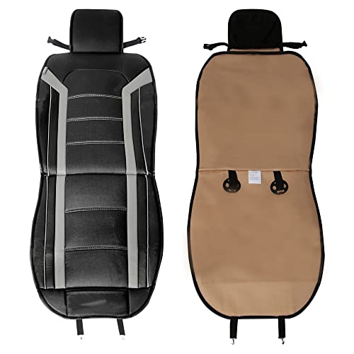 FH Group Front Set Faux Leather Car Seat Cushions - 2 Pack Seat Covers for Cars Trucks SUV, Waterproof, Universal Fit Seat Covers, Red/Black - color: Red - Front Set
