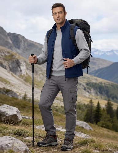 Eisctnd Mens Lightweight Quick Dry Vest Sleeveless Outdwear Utility Jacket | Utility Sleeveless Vest with Multi Pockets, Outerwear Hiking Fishing Photography Camping Travel Outdoor - color: Darkblue, size: Medium