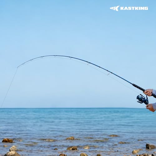 KastKing Kapstan Saltwater Spinning Rod, Boat & Surf Fishing Rod, Lightweight S-Curve Graphite Blanks, Stainless-Steel Double-Foot Guides, Aluminum/Graphite Locking Reel Seat, 2-Piece PTS Rod - style: Spin-12'0"-h-mf