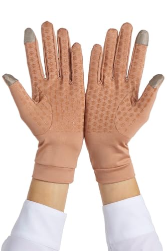 Coolibar Full Finger UV Sun Gloves - UPF 50+ Sun Protection - Gannett - color: Antique Tea, size: X-Small