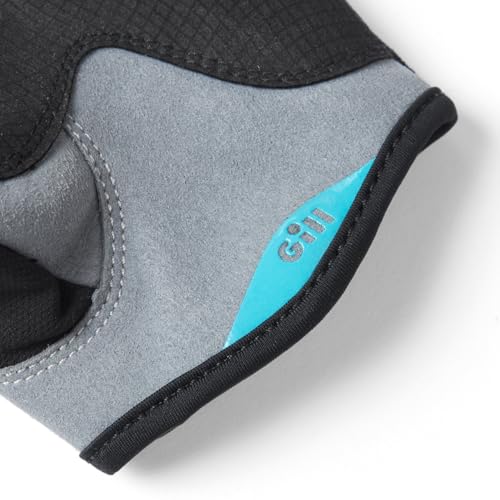 Gill Deckhand Sailing Gloves Short Finger with 3/4 Length Fingers - 50+ UV Sun Protection & Water Repellent - color: Black/BlueJay, size: XX-Large