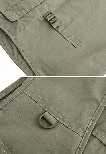 Spanye Mens Fishing Vest Multi Pocket Vests Safari Travel Photo Work Jacket Alive Outerwear - color: Army Green, size: 4X-Large