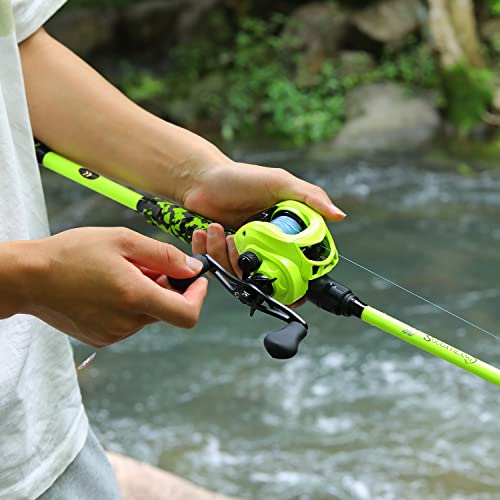 Sougayilang IM7 Graphite Fishing Rod – 2-Piece Casting & Spinning, Medium/Medium Heavy Power, Stainless Steel Guides with Zirconium Rings, EVA Handle & Hook Keeper for Bass, Trout, Walleye, Catfish - color: green, size: Cast-6'10''-2pcs-M