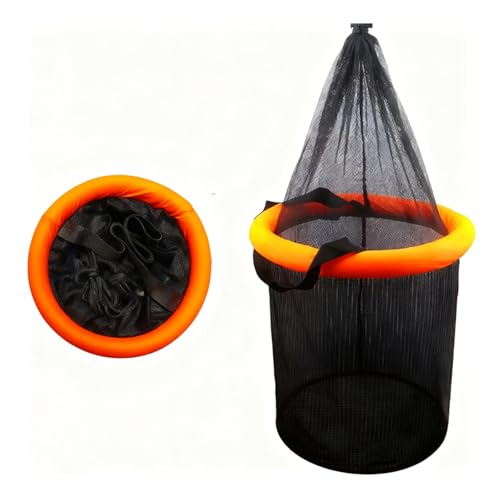 Foldable Floating Fish Basket – Portable Collapsible Fishing Net for Live Fish, Bait & Minnow Storage | Kayak Live Well Cage - size: L-Net Bottom Size:13.78ch