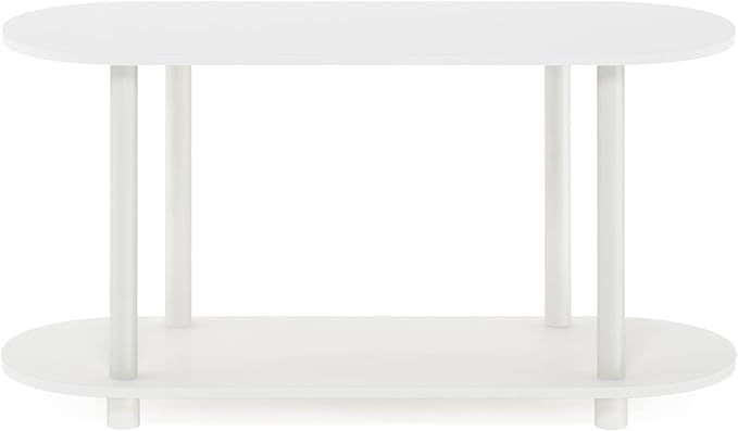 Furinno Turn-N-Tube No Tools Modern Oval Side Table, White/Virgin White