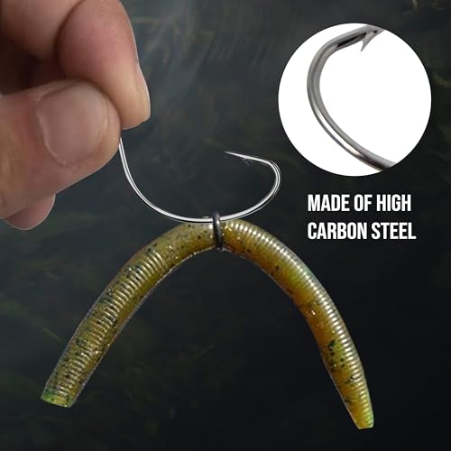 Reaction Tackle Wide Gap Wacky Hooks, Weedless Worm Hooks for Bass, High Carbon Steel Hooks for Stick Worm Soft Plastics, Neko Rig and Finesse Fishing (25-Pack) - size: #1 Standard