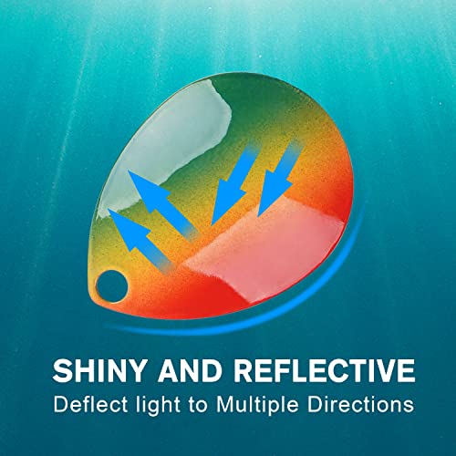 35pcs Fishing Spinner Blades Colorful Colorado Blades Kit Lure Making Supplies Easy Spin Fishing Spoons for DIY Inline Spinner Spinnerbaits Walleye Rig Freshwater Saltwater - color: Red & Green