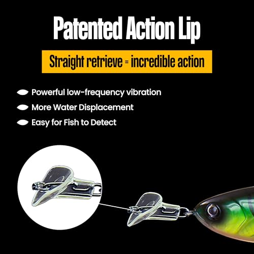 Headbanger Cranky Shad Slow-Sink Hard Lure (2-1/2", 3", 4" & 5") – Patented Erratic “Headbanging” Action Crankbait for Freshwater Bass, Walleye & Perch – 1/3 oz with Premium VMC Hooks - color: Sexy Shad, size: 4"
