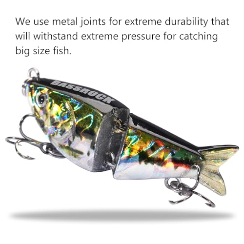 BASSROCK Top Water Tiny Swimbait Bass Fishing Lure Single Jointed Hard Bait 2.05” 5/32oz - color: One Piece - Golden Carp