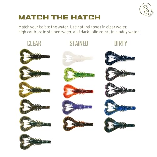 Googan Squad Krackin' Craw Soft Plastic Crawfish Bait for Bass Fishing – Patented V-Ridge Claws, Salt-Injected, Slaunch Sauce Scent (6pk) - color: Pearl, size: 4"