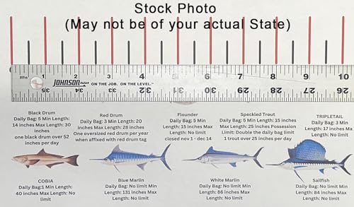 STATE COASTAL FISH RULER with FISH ID and FISHING REGULATIONS - 50 INCH RULER DECALS - style: Florida Atlantic Coast