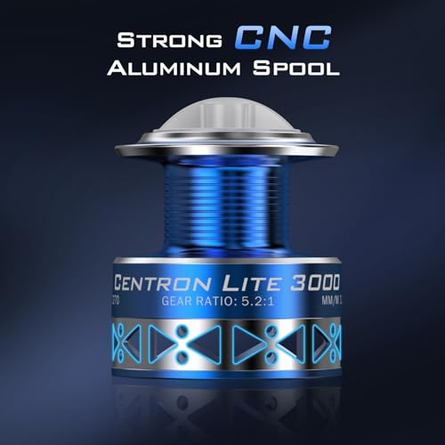 KastKing Centron & Centron Lite Spinning Reels, Size 500 is Perfect for Ice Fishing, Up to 17.5 Max Drag, 5.2:1 Gear Ratio, Ultra Smooth Powerful, CNC Aluminum Spool, 9+1 BB Light Weight - color: Centron, size: Size 2000