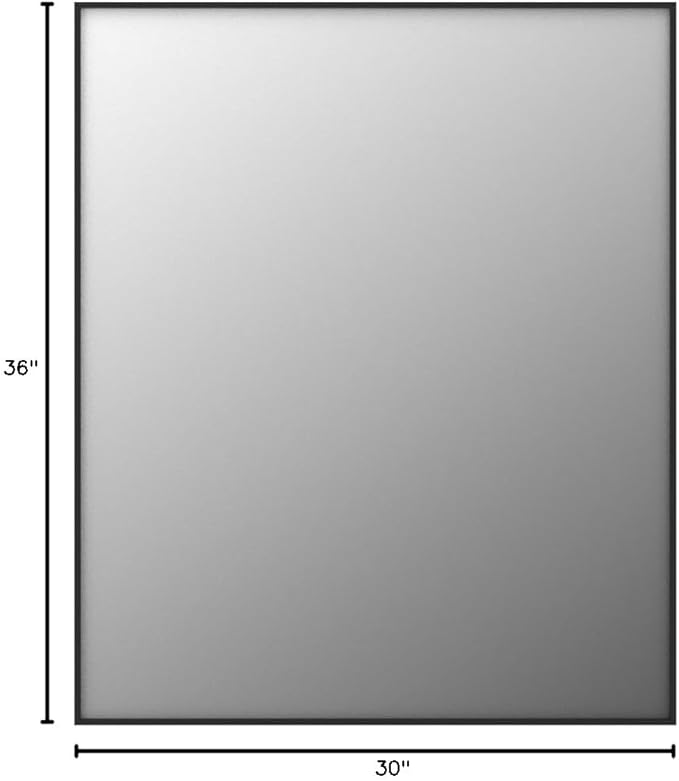 30x36 Inch Black Bathroom Mirror for Wall, Aluminum Frame Rectangle Rectangular Vanity Mirror, Modern Large for Bedroom, Living Room, Horizontal or Vertical