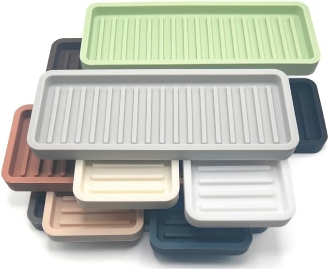 Silicone Sink and Surface Organizer Tray, Sponge Holder, Vanity Tray, Heat Safe, Dishwasher Safe, for Bathroom and Kitchen Organization (Vanilla Cream, 12"x4")