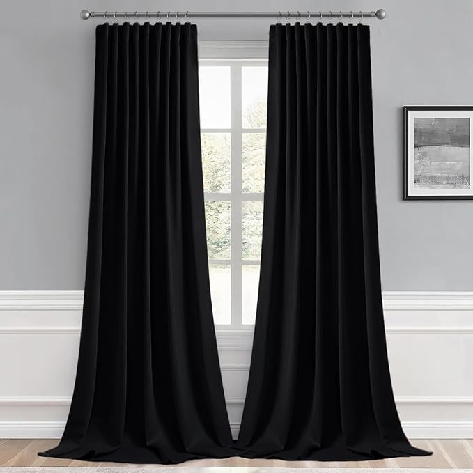 MIULEE Back Tab Blackout Curtains 92 Inch Long 2 Panels Set