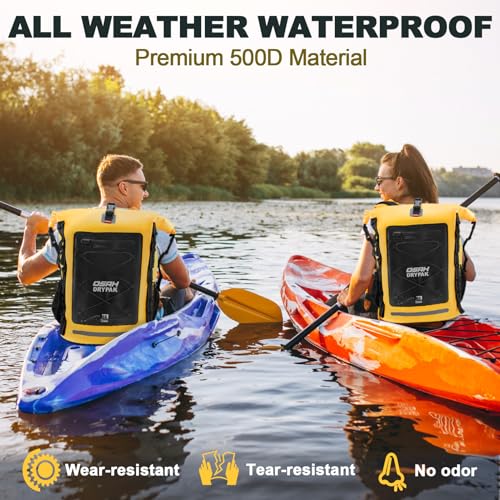 OSAH DRYPAK Waterproof Backpack Dry Bag 35L/55L/85L– Heavy Duty Roll-Top Hiking Backpack Sack Keeps Gear Dry for Travel, Kayaking, Boating, Camping, Rafting and Fishing - color: Yellow, size: 35L