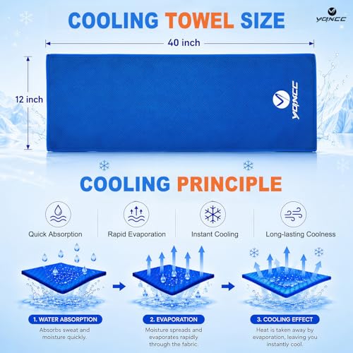 YQXCC 6 Pack Cooling Towels 40"x12", Cold Cool for Neck & Face | Cooling Neck Wraps, Soft Breathable Microfiber Chilly Towels, Ideal for Gym, Yoga, Golf, Running, Camping & Hot Weather - color: Dark Blue*2 + Rose Red*2 + Green*2