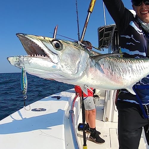 Goture Fishing Jigs,Vertical Jig Saltwater, Jig Fishing Lures with Assist Hook and Treble Hook, 7g-80g Fishing Jigging Spoon Lures for Tuna,Salmon,Sailfish,StripedBass,Grouper Snapper,Kingfish - size: 0.25oz/7g