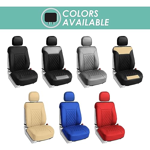 FH Group Deluxe Faux Leather Diamond Pattern Front Set Car Seat Cushions Comes with Headrest Covers (Blue) with Gift, Easy to Install - Universal Fit for Cars, Trucks, & SUVs - color: Blue