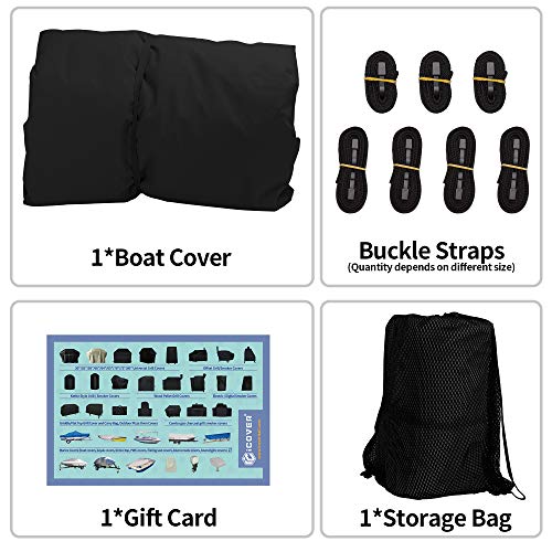 iCOVER Center Console Boat Cover, 600D Heavy Duty Marine Grade Waterproof Tear Resistant Boat Covers, Fits Boats 20'-22' Long Beam Width up to 106", Trailerable Boat Cover with Support Pole, Black - color: Black, size: 20ft-22ft long and beam width up to