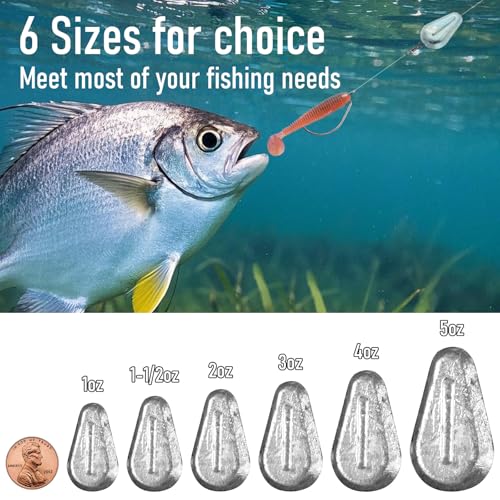 Dr.Fish 5 Pack No Roll Sinker Lead Fishing Weights Freshwater Catfish Sinkers Flat Coin Disc Weights Bank River Surf Fishing Saltwater - size: 3oz-5 Pack