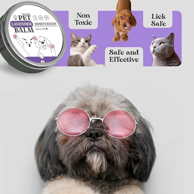 Pet Lavender Balm for Dogs & Cats Made in USA – Soothes Dry, Cracked Paws & Noses – Natural Paw & Nose Moisturizer with Healing Ingredients – Organic Dog Paw Pad Protector for Extreme Weather