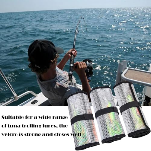 Roll Up Fishing Lure Wraps Set-Durable Lure Bag 6 Pocket PVC Protective Cover Saltwater Hook Covers Fabric Lure Protector Trolling Lure Tackle Box - color: Clear 4-pack, size: 35" X 12"