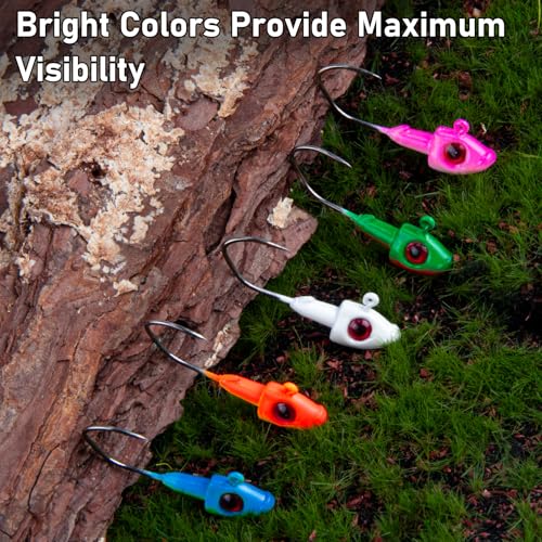 Dr.Fish 10 Pack Crappie Swimbait Jig Heads Freshwater Fishing Jig Minnow Style 3D Eyes Sickle Hook for Panfish Bluegill Bass Walleye Trout Fishing - color: Pink/White, size: 1/16oz-10 Pack