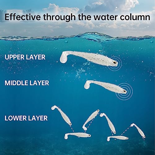 MAFIMOEA 40/30/25Pcs Paddle Tail Swim Baits Lures Fishing Soft Plastic Lure Kit for Bass Trout Walleye Crappie 6.5cm 7.5cm 10.5cm - color: White, size: 2.55IN/6.5CM - 40PCS