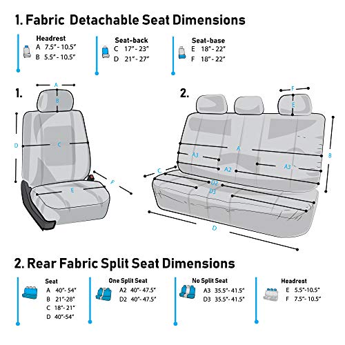 FH Group Three Row Striking Striped Full Set Car Seat Covers, Airbag Compatible & Split Ready – Universal Fit for Cars Trucks & SUVs Gray - color: Gray, size: 3 Row/7 Seater