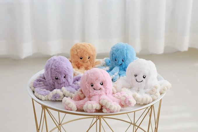 Fluffy Octopus Stuffed Animal Hugging Pillow Plush Toys Doll Pink,15.7Inch | Sweet Smile Face | 8 Springy Tentacles | No Loose Parts | Machine-wash | Safe Polyester Fill | Sturdy Stitched | Ideal Gift