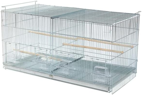 Combo: Large Galvanized Zinc Plated Stack & Lock Breeder Bird Flight Cage Breeding Nest Door Removable Divider with Rolling Stand (ADD ON 30"x11"x15"H-LOT-4)