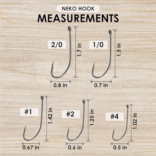 Reaction Tackle Neko Hooks - Weedless Finesse Fishing Hooks for Bass - High Carbon Steel Wacky and Neko Rig Hooks for Soft Plastic Worms (25-Pack) - size: #1 Fiber Guard