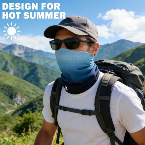 Summer Cooling Neck Gaiter UV 50+ Sun Protection Breathable Mesh Face Mask - color: 5pcs-gradient