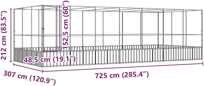 Steel Aviary with Extension, Large Flight King Bird Cage for Cockatiels African Grey Quaker Amazon Sun Parakeets Green Cheek Conures Pigeons Parrot Bird Cage, 285.4"x120.9"x83.5",-86