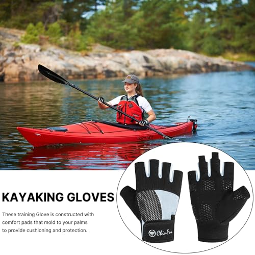 ChinFun Kayaking Gloves 3/4 Finger - Provide Cushioning and Protection, with Resistant Palm and Grip, Easy to Take on and Off, Perfect for Diving, Sailing, Kayaking - Men, Women, Youth - color: Blue, size: Small