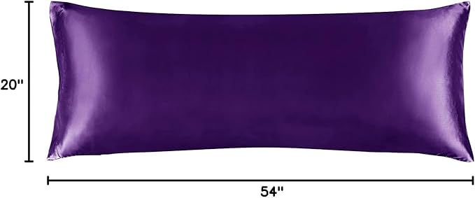BEDELITE Satin Body Pillow Cover, Super Soft and Cooling Body Pillow Pillowcase for Hair and Skin, Breathable Silky Full Long Pillowcase Cover(20"x54", Plum Purple)