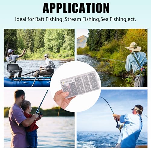 Split Shot Fishing Weights Kit, 180/210pcs Removable Round Fishing Weights Sinkers Clip On Shot Weights Fly Fishing Line Sinkers Fishing Sinkers for Freshwater Saltwater - color: 180pcs-large(1g 1.5g 2g 2.5g 3g)