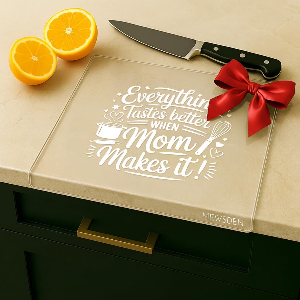 Acrylic Cutting Board with Counter Lip, Clear Cutting Boards for Countertop Protector, Non-Slip Cutting Board for Kitchen Counter, Aesthetic Kitchen Decor Gadgets House Warming Gifts(16.1"x12.5")