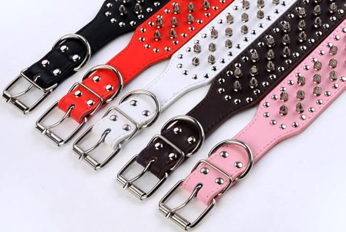 Serijoars Spiked Studded Dog Collar, PU Leather Dog Collar, Adjustable Pet Collars for Medium or Large Breed Pet (L, Camouflage)