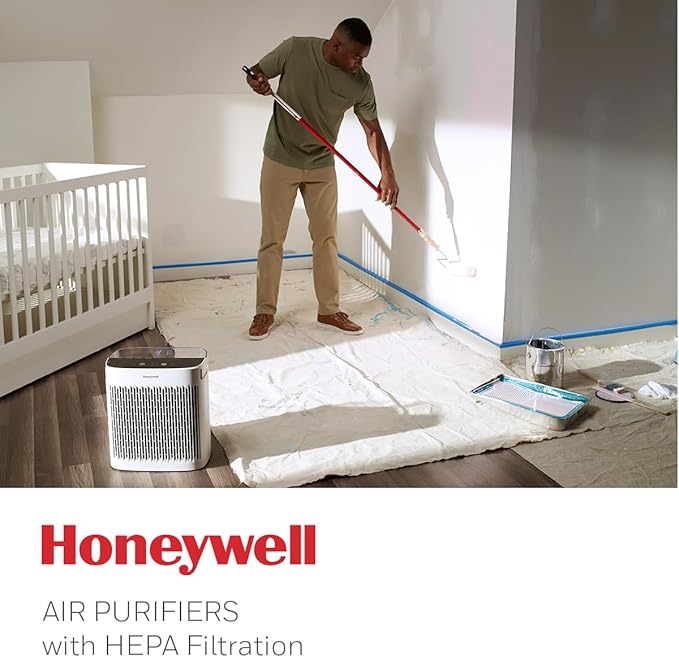 Honeywell HEPA Air Purifier for Home, 938 Ft² Rooms in 1 hour, Turbo Clean, Reduces Allergens, Dust, Pollen, Pet Dander, All Smoke Types, Odors, White, HPA5100W