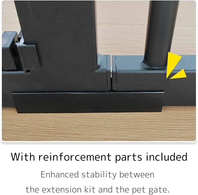 Lumizone Extra Tall Cat Gate Extension Kit 61.02" High Pressure Mounted 12.6" Extra Wide 1.37" Gap No Drilling Tall Pet Gate for Dogs (Black, 61.02" H x 12.60" W, Extension)