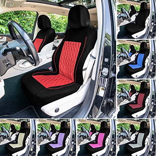 Universal Fit Diamond Stitched Flat Cloth Car Seat Covers Full Set - Blue - color: Blue