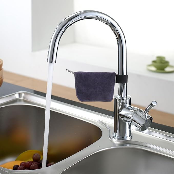 2 Pack Towel Holder for Kitchen Sink Cabinet,Stylish Functional Dish Towel Holder for Multiple Types of Sink faucets (Silver Color)