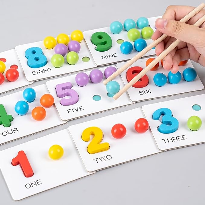 Fine Motor Toys,Wooden Peg Board Bead Game for Toddlers - Rainbow Stacking, Color Sorting & Counting Toys | Fine Motor Skills Development | Math Learning Games for 3 4 5 Years Old