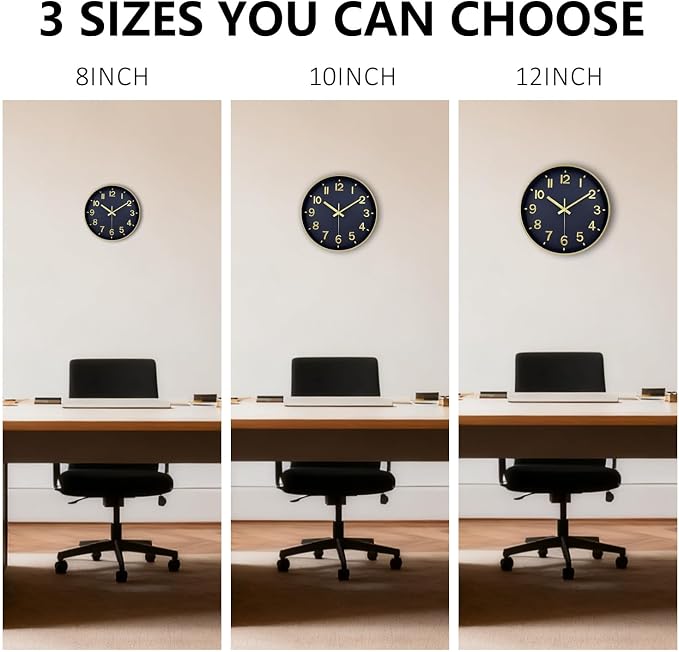 Wall Clocks Battery Operated, 12Inch Non Ticking Digital Wall Clock, Silent