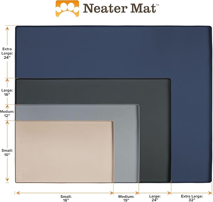 Neater Pet Brands Neater Mat Pet Mats for Food and Water, Cat & Dog Bowl Mat Waterproof Silicone, Feeding Tray, Dog Food Mats for Floors, Placemat w/Raised Edge for Under Bowls, 16” x 10”, Olive