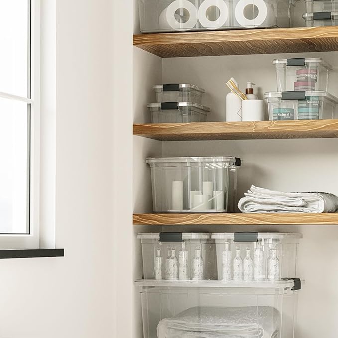 Superio Clear Storage Box with Lid, 2.5 Quart Plastic Container Bins for Organizing, Stackable Crates, BPA Free, Non Toxic, Odor Free, Organizers, 18 Pack